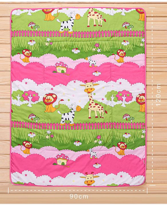 Babyhug Cotton Quilt Jungle Print - Pink