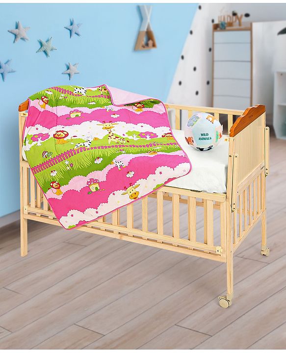 Babyhug Cotton Quilt Jungle Print - Pink