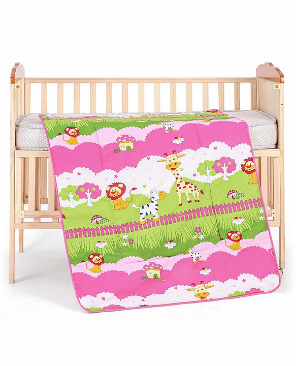 Babyhug Cotton Quilt Jungle Print - Pink