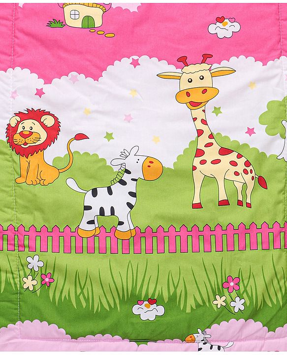 Babyhug Cotton Quilt Jungle Print - Pink