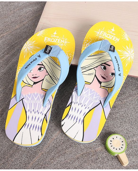 Pine Kids Flip Flops Disney Frozen Print - Yellow