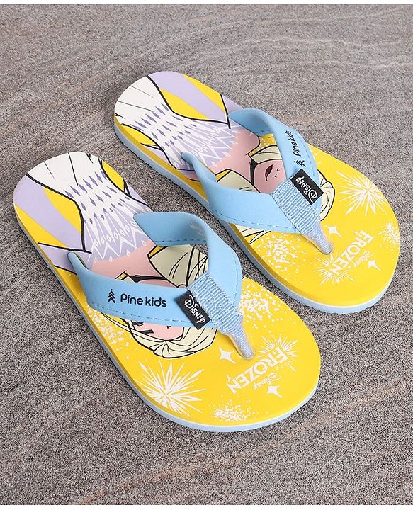 Pine Kids Flip Flops Disney Frozen Print - Yellow