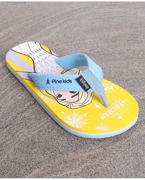 Pine Kids Flip Flops Disney Frozen Print - Yellow