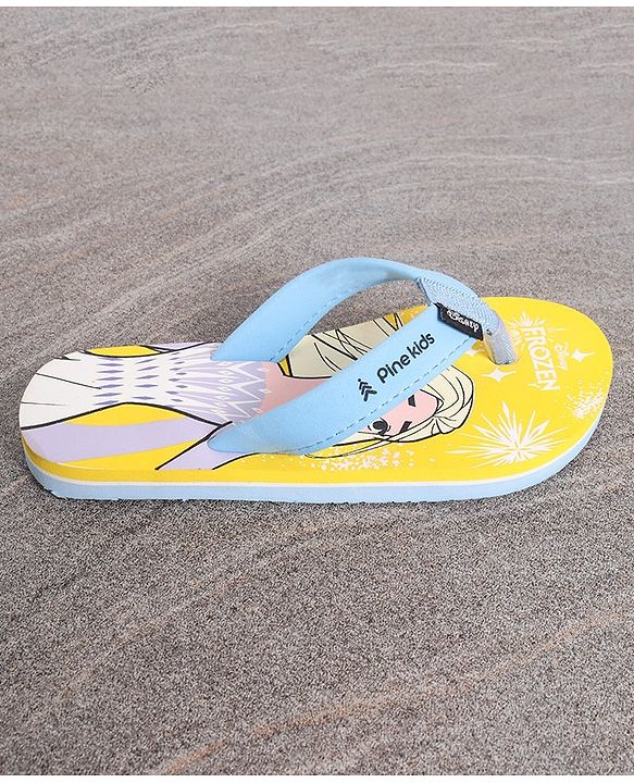 Pine Kids Flip Flops Disney Frozen Print - Yellow