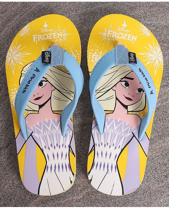 Pine Kids Flip Flops Disney Frozen Print - Yellow
