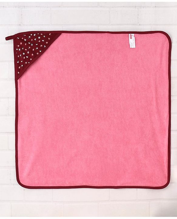 Babyhug Double Layer Terry Hooded Towel Floral Print - Pink
