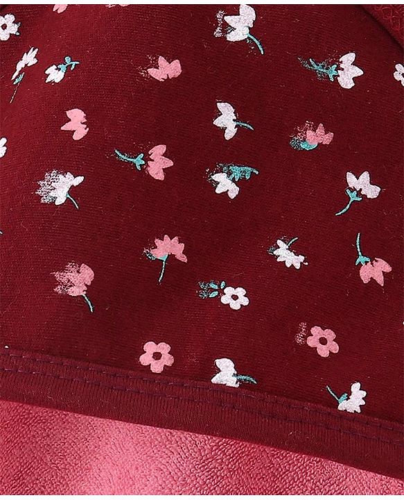 Babyhug Double Layer Terry Hooded Towel Floral Print - Pink