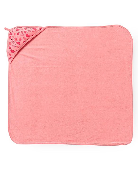 Babyhug Double Layer Terry Hooded Towel Bear Print - Light Peach
