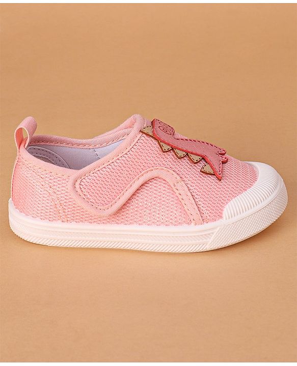 Cute Walk by Babyhug Casual Shoes With Velcro Closure Dino Patch - White Light Pink