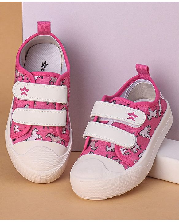 Cute Walk by Babyhug Casual Shoes With Velcro Closure Horse Print- Pink