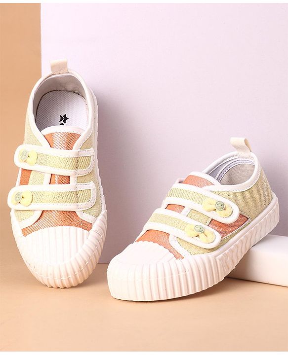 Cute Walk by Babyhug Glitter Casual Shoes with Velcro - Golden