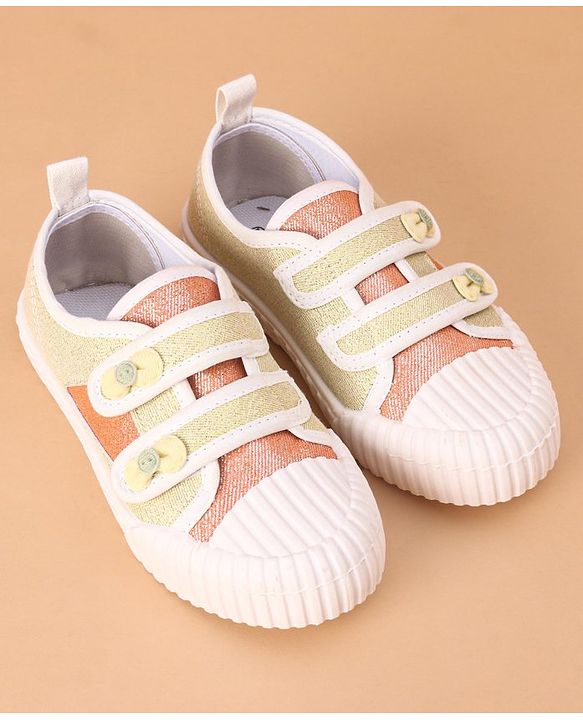 Cute Walk by Babyhug Glitter Casual Shoes with Velcro - Golden