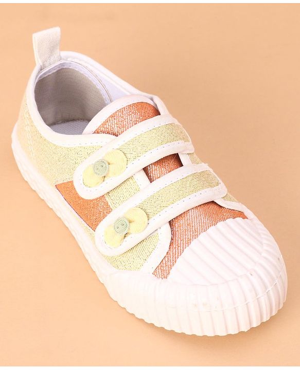 Cute Walk by Babyhug Glitter Casual Shoes with Velcro - Golden