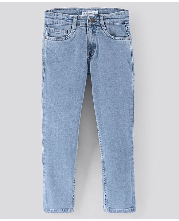 Pine Kids Full Length Solid Stretchable Jeans - Light Blue