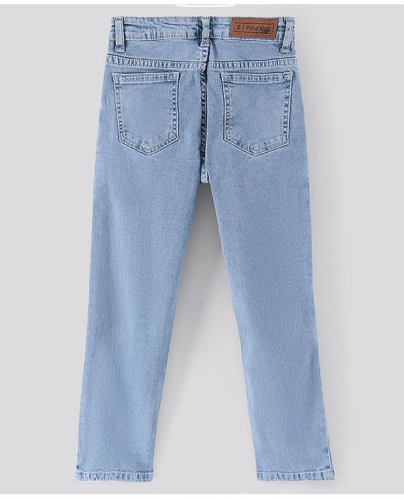 Pine Kids Full Length Solid Stretchable Jeans - Light Blue