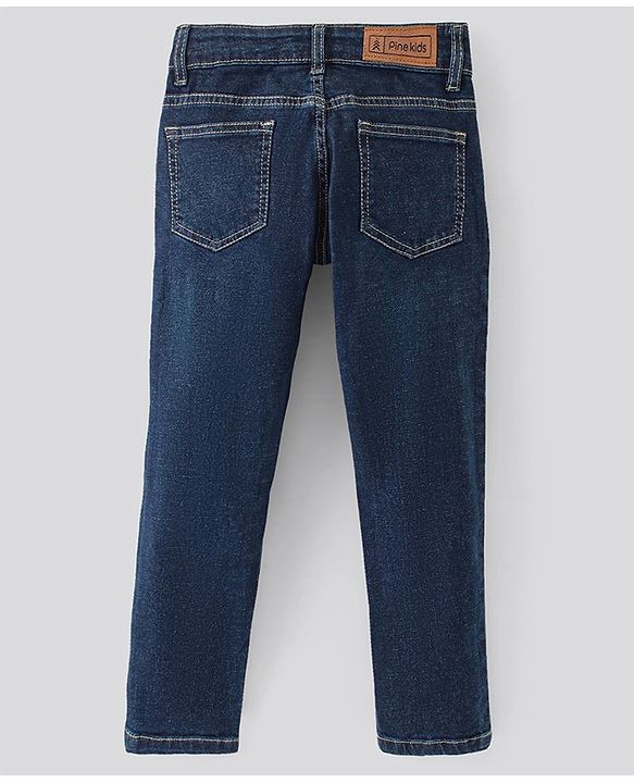 Pine Kids Full Length Stretchable Solid Jeans - Indigo Blue