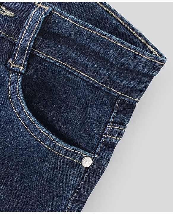 Pine Kids Full Length Stretchable Solid Jeans - Indigo Blue