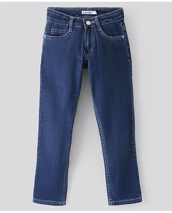 Pine Kids Full Length Solid Stretchable Jeans - Dark Blue