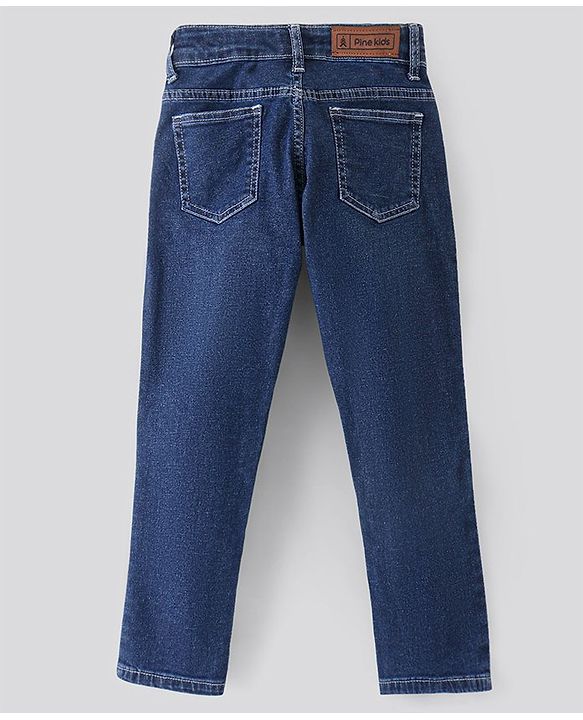 Pine Kids Full Length Solid Stretchable Jeans - Dark Blue