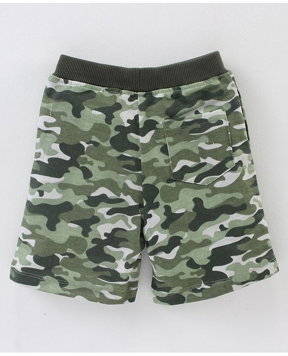Babyhug Knit Knee Length Shorts Printed - Green