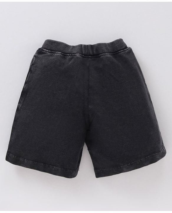 Babyhug Knit Knee Length Solid Shorts - Charcoal