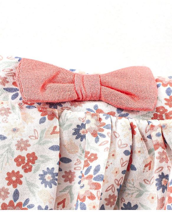 Babyhug Knit Mid Thigh Floral Printed Skirt - White
