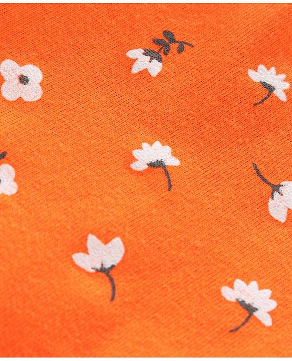 Babyhug Cotton Knee Length Frill Skirt And Divider Floral Print - Orange
