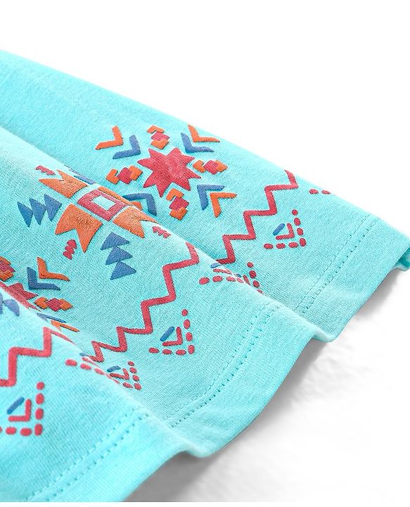 Babyhug Cotton Mid Thigh Skirt Chevron Print - Blue