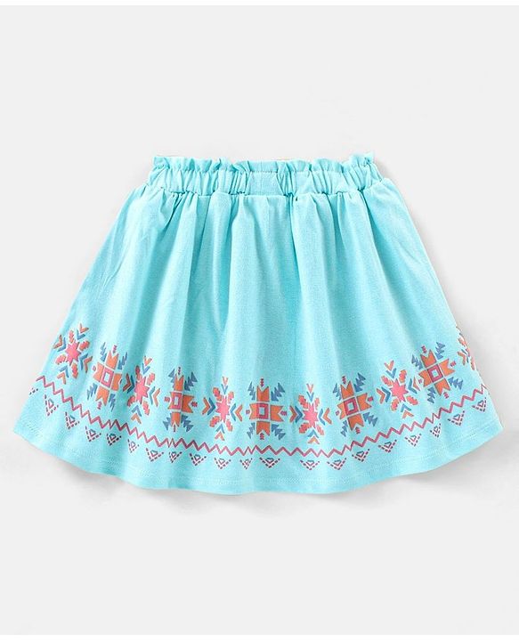 Babyhug Cotton Mid Thigh Skirt Chevron Print - Blue