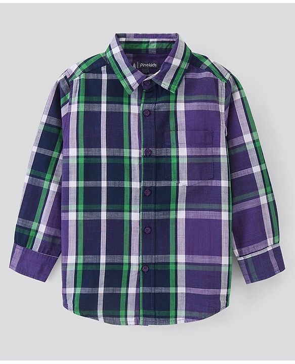 Pine Kids Cotton Woven Full Sleeves Shirt Stripes Print - Purple