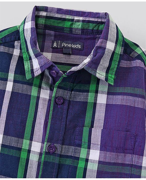 Pine Kids Cotton Woven Full Sleeves Shirt Stripes Print - Purple