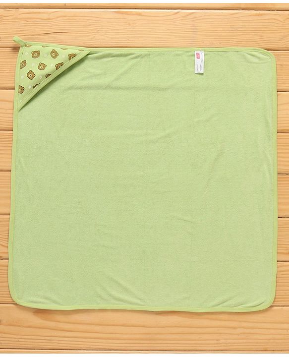 Babyhug Double Layer Terry Hooded Towel Bear Print Pack of 2 - Green Purple