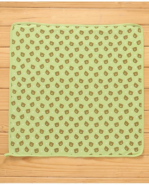 Babyhug Double Layer Terry Hooded Towel Bear Print Pack of 2 - Green Purple