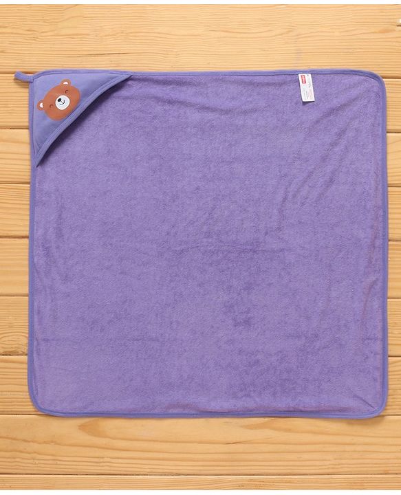 Babyhug Double Layer Terry Hooded Towel Bear Print Pack of 2 - Green Purple
