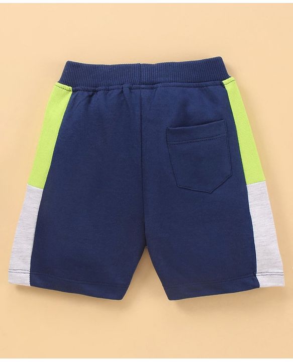 Babyhug Cotton Knit Knee Length Shorts Team Logo Print - Blue