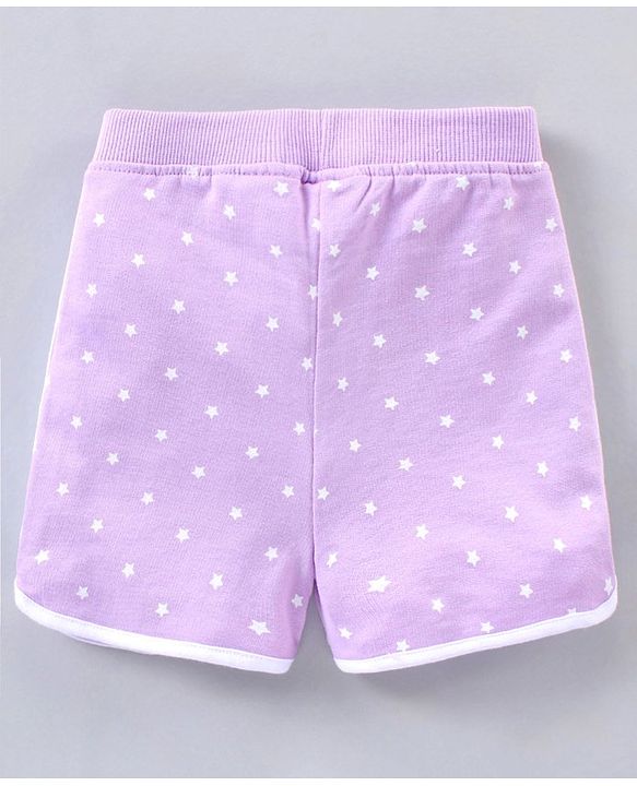 Babyhug Cotton Knit Mid Thigh Length Shorts Star Pattern - Lavender