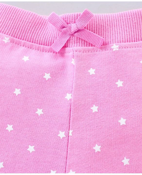 Babyhug Cotton Knit Mid Thigh Length Shorts Star Pattern - Pink