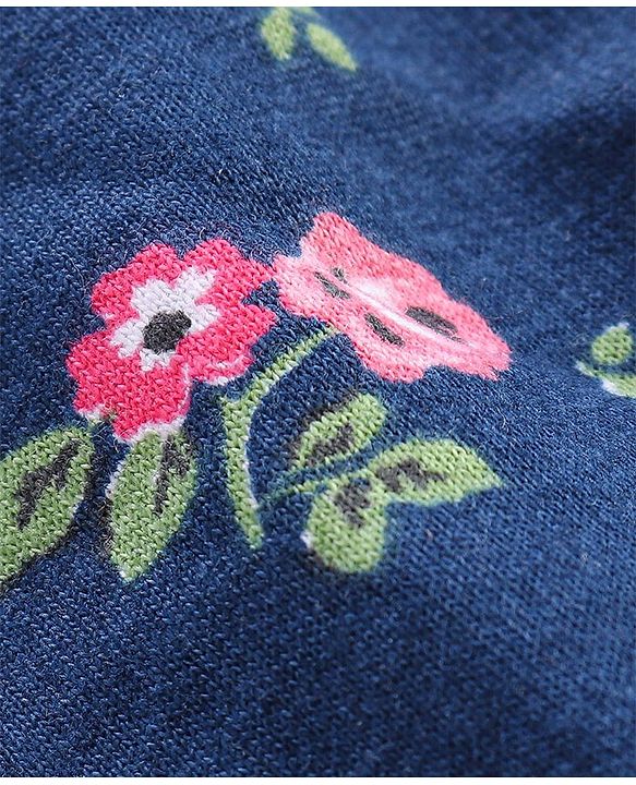 Babyhug Cotton Knit Mid Thigh Length Shorts Floral Print - Blue