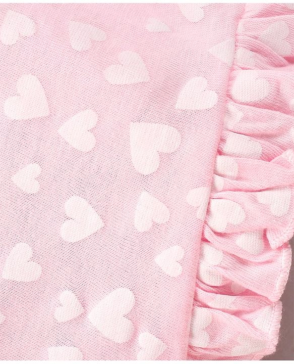 Babyhug Cotton Knit Mid-Thigh Length Shorts Heart Printed - Pink
