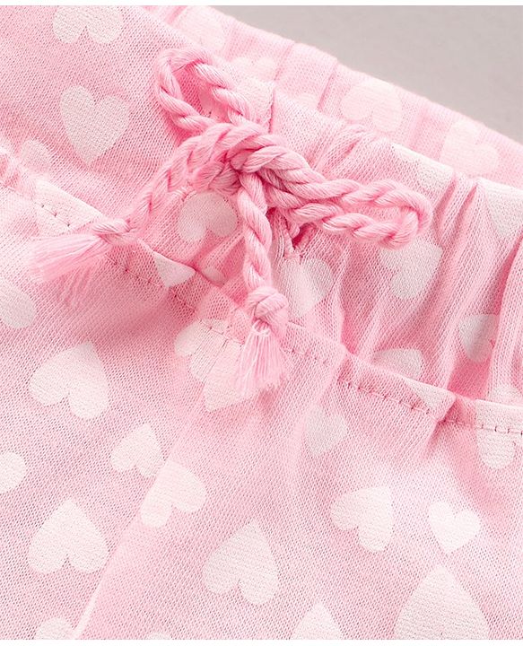 Babyhug Cotton Knit Mid-Thigh Length Shorts Heart Printed - Pink