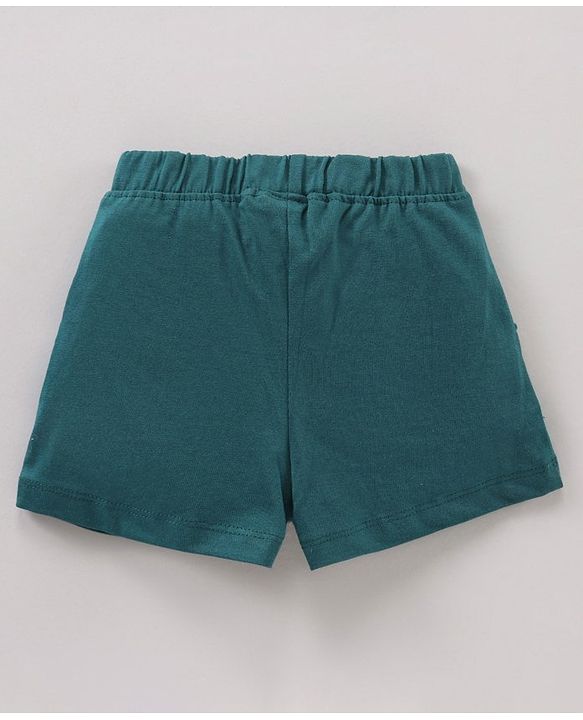 Babyhug Cotton Knit Mid Thigh Length Shorts Fox Print - Green