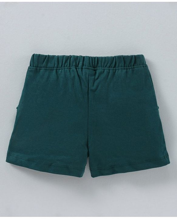 Babyhug Cotton Knit Mid Thigh Length Shorts Fox Print - Green
