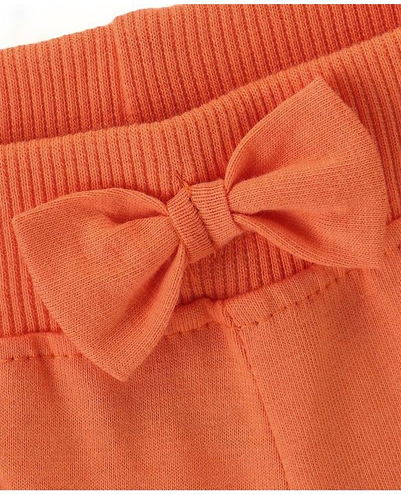 Babyhug Mid Thigh Length Cotton Knit Shorts with Ice Cream Print - Orange