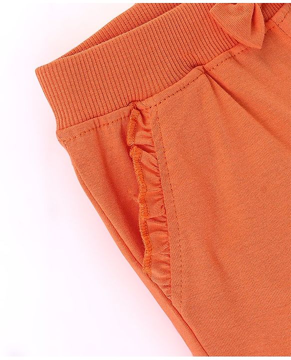Babyhug Mid Thigh Length Cotton Knit Shorts with Ice Cream Print - Orange
