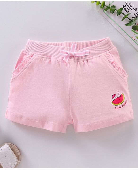 Babyhug Knit Mid Thigh Watermelon Printed Shorts - Pink