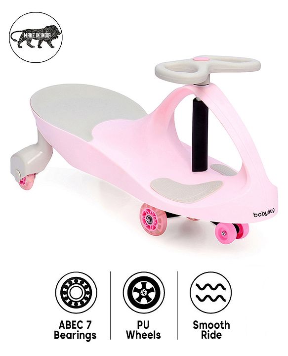 Babyhug Champion Kids Swing Car With LED Wheels (Colour May Vary)