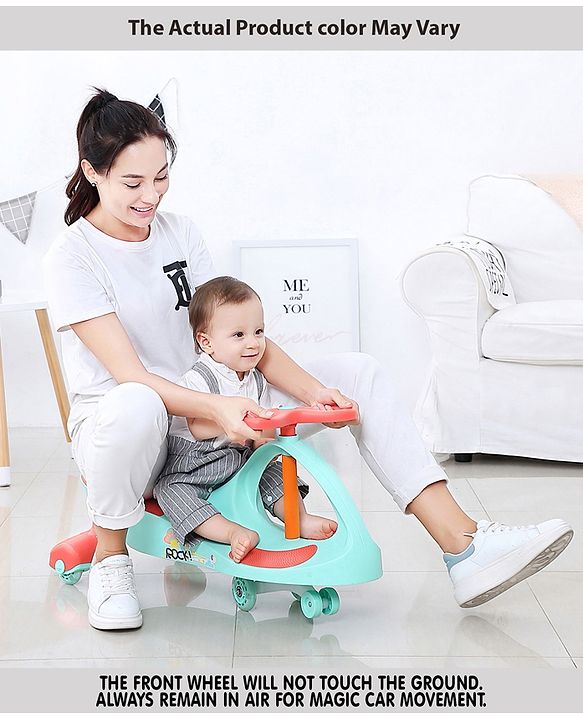 Babyhug Champion Kids Swing Car With LED Wheels (Colour May Vary)