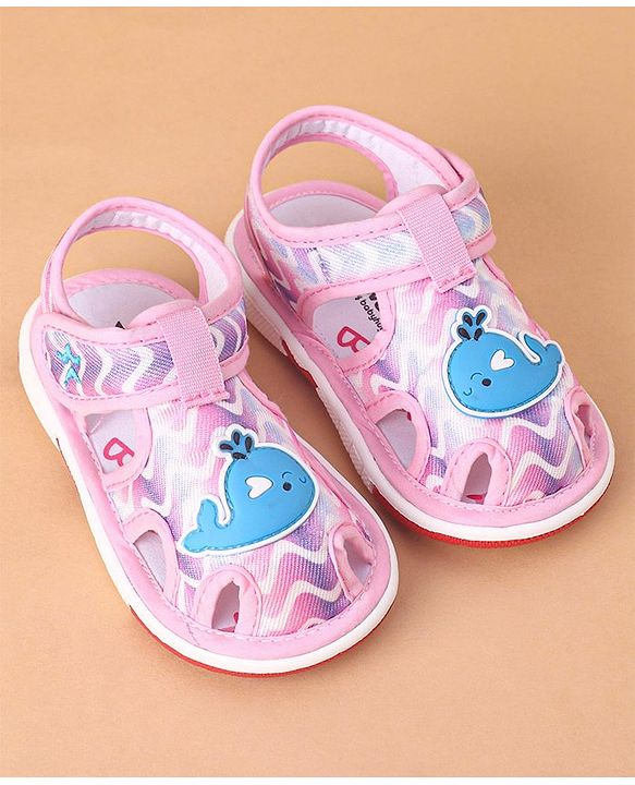 Cute Walk by Babyhug Velcro Closure Sandals Whale Patch - Pink