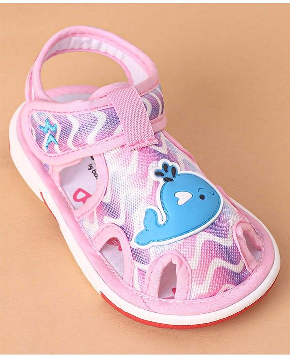 Cute Walk by Babyhug Velcro Closure Sandals Whale Patch - Pink