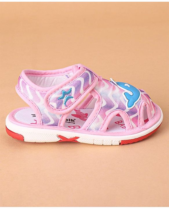 Cute Walk by Babyhug Velcro Closure Sandals Whale Patch - Pink